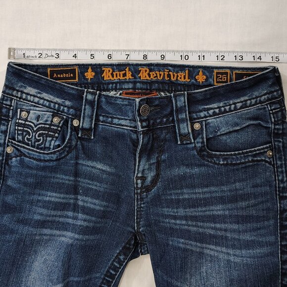 Rock Revival Anabela Skinny Jeans Womens Size 26 Low Rise Stretch Blue Denim - Picture 12 of 16